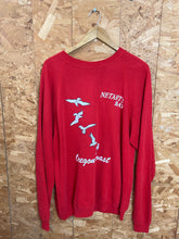 Vintage 90s Netarts Bay Oregon Coast flying ducks red crew neck sweater size XL